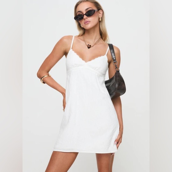 PRINCESS POLLY Lunya White Mini Dress 6 - Picture 1 of 5